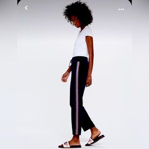 Mother velvet deep Blue joggers with stripes down side